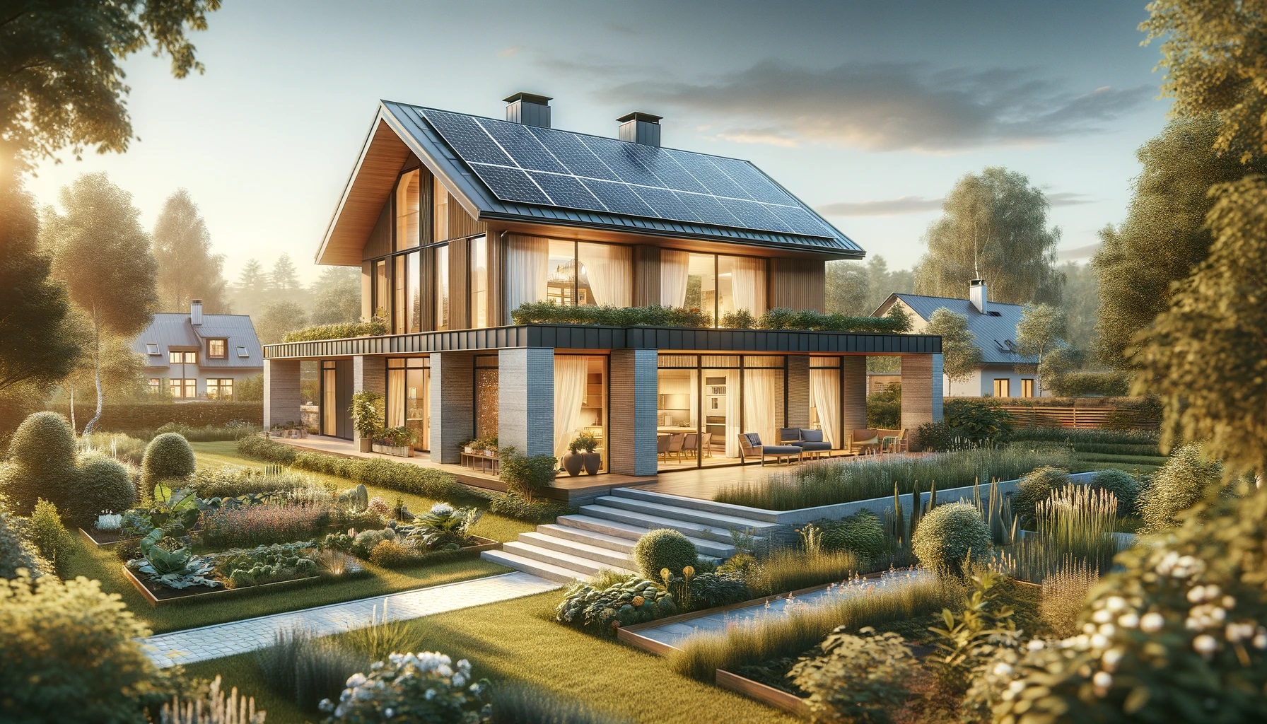  Haus modern mit Solar ChatGPT DallE3