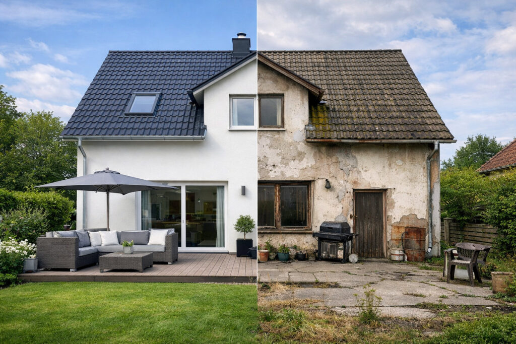 Haus halb saniert halb unrenoviert